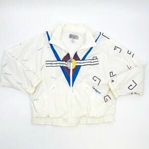 Vintage 1980s Ixspa Windbreaker Jacket Jamie Sadock Multicolor Miami Vice Medium